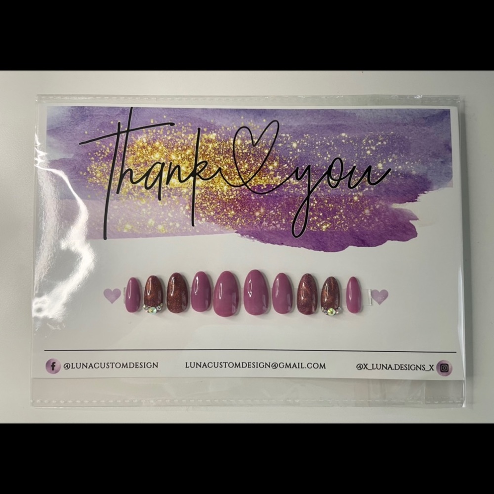 Hocus Pocus Thermal Almond Press On Nail Set With Swarovski Crystals